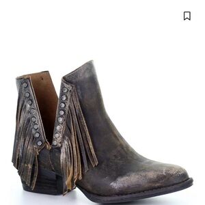 Circle G Distressed Fringe Ankle Boots - Dark Brown! Sz 10, but run small, 9